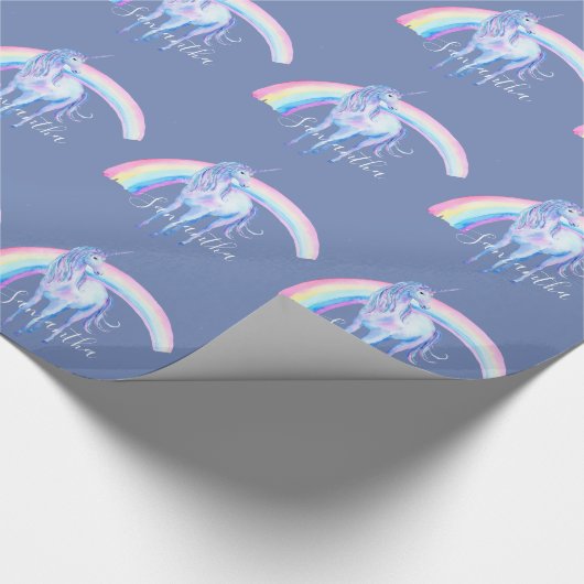 Lila Aqua Unicorn Geschenkpapier (Ecke)