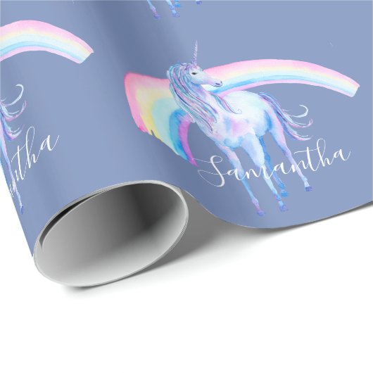 Lila Aqua Unicorn Geschenkpapier (Rolleneckpunkt)