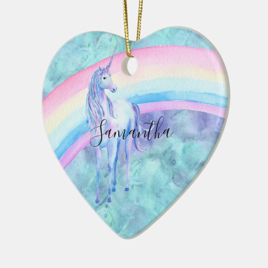 Lila Aqua Unicorn Traumstrecke Keramik Ornament (Links)