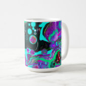 Lila, Aquamarin, blau, schwarz, Abstraktes Fluid Kaffeetasse (VorderseiteRechts)
