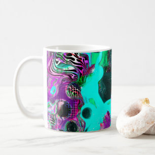 Lila, Aquamarin, blau, schwarz, Abstraktes Fluid Kaffeetasse