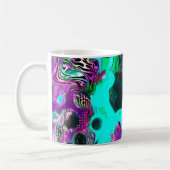 Lila, Aquamarin, blau, schwarz, Abstraktes Fluid Kaffeetasse (Links)