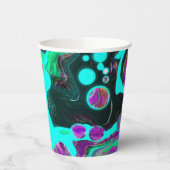 Lila, Aquamarin, blau, schwarz, Abstraktes Fluid Pappbecher (Links)