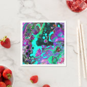 Lila, Aquamarin, blau, schwarz, Abstraktes Fluid Serviette (Beispiel)