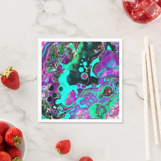 Lila, Aquamarin, blau, schwarz, Abstraktes Fluid Serviette (Beispiel)