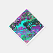 Lila, Aquamarin, blau, schwarz, Abstraktes Fluid Serviette (Ecke)
