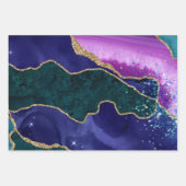 Lila & Aquamarin & Gold Glitzer Peacock Agate Geschenkpapier Set (Vorderseite 3)