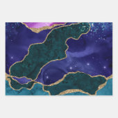 Lila & Aquamarin & Gold Glitzer Peacock Agate Geschenkpapier Set (Vorderseite 2)