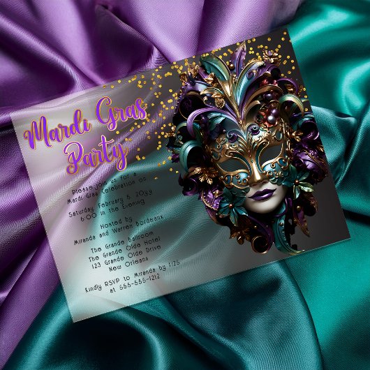 Lila | Aquamarin Masquerade Mask Mardi Gras Party Acryleinladungen