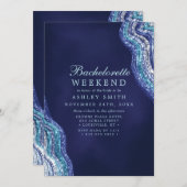 Lila Aquamarine Agate Geode Bachelorette Weekend Einladung (Vorne/Hinten)