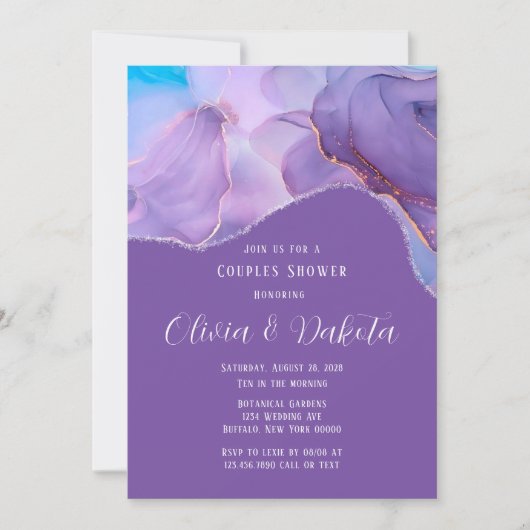 Lila Aquamarine ätherische alkoholische Getränke P Einladung (Vorderseite)