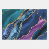 Lila, Aquamarine & blaue Glitzer Peacock Agate Geschenkpapier Set (Vorderseite 3)