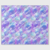 Lila Aquamarine Blue Birthday Party Ballons Geschenkpapier (Flach)