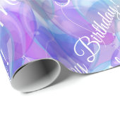 Lila Aquamarine Blue Birthday Party Ballons Geschenkpapier (Rolleneckpunkt)