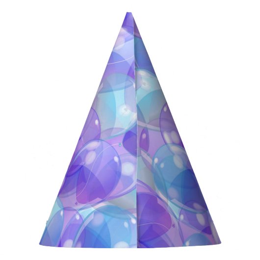 Lila Aquamarine Blue Birthday Party Ballons Partyhütchen (Rückseite)