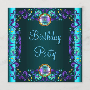 Lila Aquamarine Blue Birthday Party Einladung