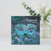 Lila Aquamarine Blue Masquerade Party Einladungen (Stehend Vorderseite)