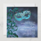 Lila Aquamarine Blue Masquerade Party Einladungen (Rückseite)
