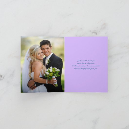 Lila, Aquamarine Blüte, Herz FOTO Dankeschön Karte (Innenseite)