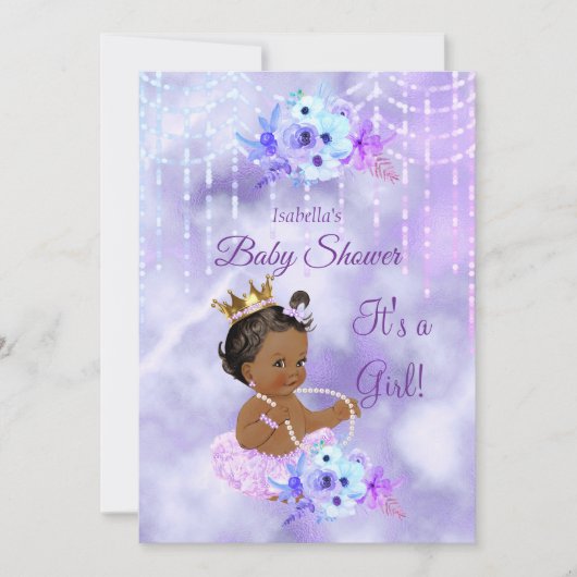 Lila Aquamarine Blütendusche Einladung (Vorderseite)