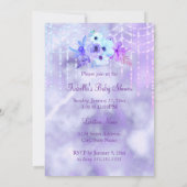 Lila Aquamarine Blütendusche Einladung (Rückseite)