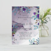 Lila Aquamarine Botanische Blumenbräute Luncheon Einladung (Stehend Vorderseite)