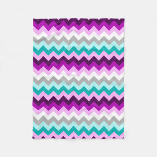 Lila Aquamarine Chevronen Fleecedecke