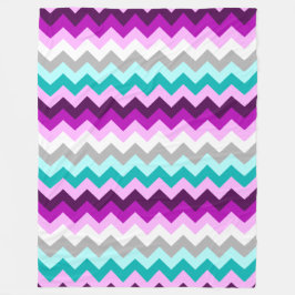 Lila Aquamarine Chevronen Grosses Fleece Blanket