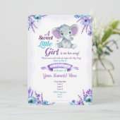 Lila Aquamarine Elefantendusche Einladung (Stehend Vorderseite)