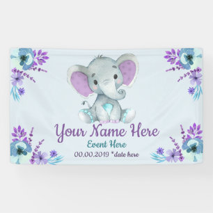 Lila Aquamarine Elefantenkulisse für Junge oder Mä Banner