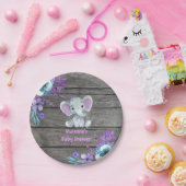 Lila Aquamarine Elefantenplatte 4 Kinderdusche, Ge Pappteller (Party)