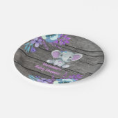 Lila Aquamarine Elefantenplatte 4 Kinderdusche, Ge Pappteller (Schrägansicht)