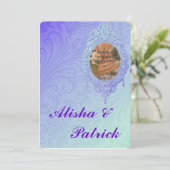 Lila Aquamarine feierliche Hochzeitsankündigung Einladung (Stehend Vorderseite)