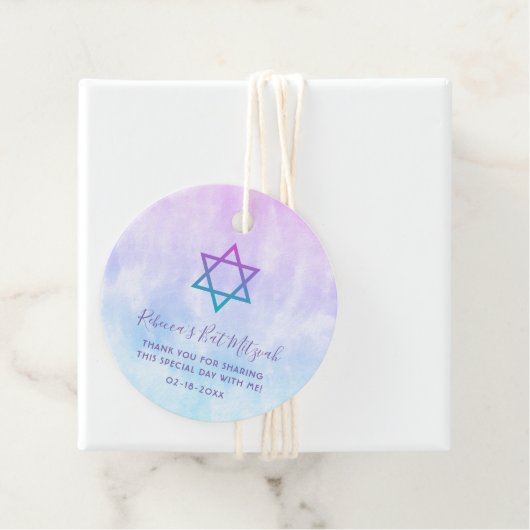 Lila Aquamarine Gefärbte Krawatte Bat Mitzvah Geschenkanhänger (Beispiel)