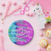 Lila Aquamarine Gefärbte Krawatte Happy Birthday I Pappteller (Party)