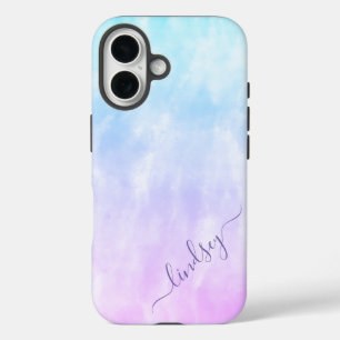 Lila Aquamarine Gefärbte Krawatte Kalligraphie Per iPhone 16 Hülle