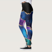 Lila Aquamarine Gold Glitzer Marmor Leggings (Links)