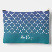 Lila Aquamarine Gradient Mermaid Fishscale Zubehörtasche (Rückseite)