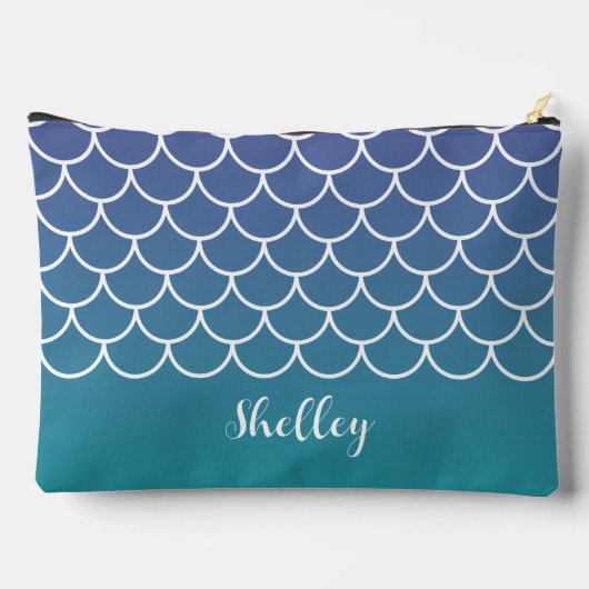 Lila Aquamarine Gradient Mermaid Fishscale Zubehörtasche (Rückseite)