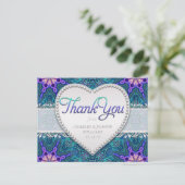 Lila Aquamarine Hochzeit Danke Postcard Postkarte (Stehend Vorderseite)