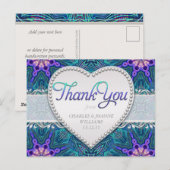 Lila Aquamarine Hochzeit Danke Postcard Postkarte (Vorne/Hinten)