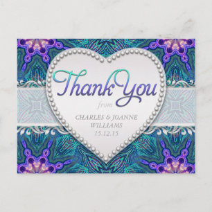 Lila Aquamarine Hochzeit Danke Postcard Postkarte