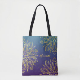 Lila Aquamarine Imitat Gold Mandala Tasche