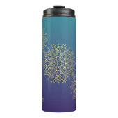 Lila Aquamarine Imitat Gold Mandala Thermosbecher (Vorderseite)