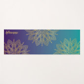 Lila Aquamarine Imitat Gold Mandala Yogamatte (Vorderseite (Horizontal))