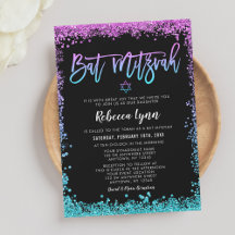Lila Aquamarine Imitate Glitzer Bat Mitzvah