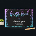 Lila Aquamarine Imitate Glitzer Bat Mitzvah Gästebuch<br><div class="desc">Moderne lila und türkisfarbene Imitate Glitzer personalisiert Bat Mitzvah Gästebuch. Designs sind flache gedruckte Illustrationen/Grafiken - NICHT AKTUELLER GLITZER.</div>