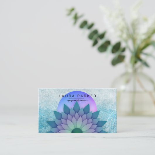 Lila Aquamarine Medizin Lotus Blume Yoga Visitenkarte (Stehend Vorderseite)