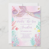 Lila Aquamarine Meerjungfrau Einladung (Vorderseite)