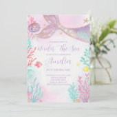 Lila Aquamarine Meerjungfrau Einladung (Stehend Vorderseite)